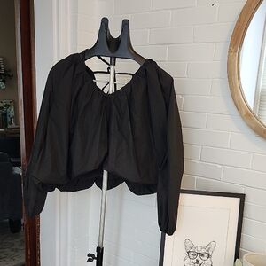Black Cropped Bubble Shirt, Small